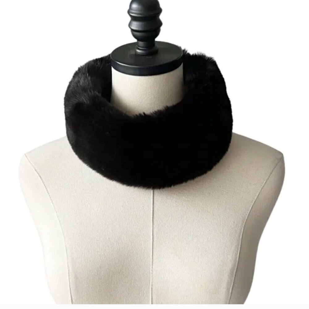 Surell Black Faux Fur Headband/Scarf | OS